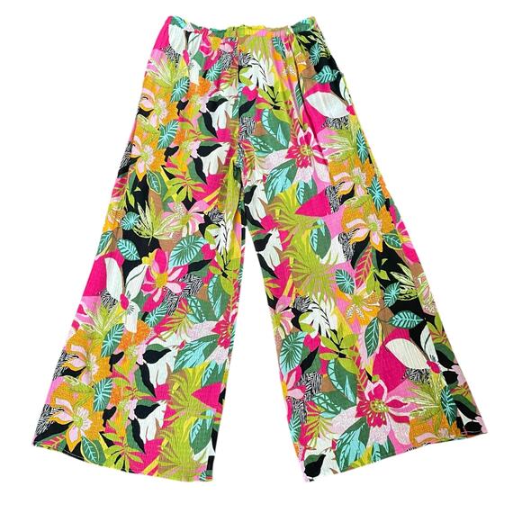 Rachel Rachel Roy Tropical Wide Leg Pants Womens LARGE Pull On Resort Vacation - Picture 2 of 7